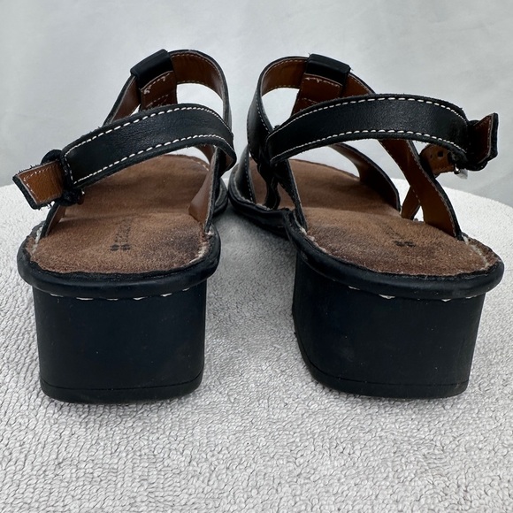 Naturalizer Gisela Leather Sandals 9.5M Black Adjustable Buckle Strap Wedge Heel - Picture 5 of 8